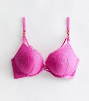 New Look Bright Pink Lace Boost Bra